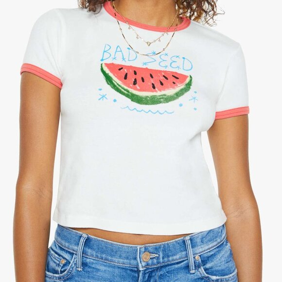 NWT MOTHER The Itty Bitty Cotton Graphic Baby Tee (Bad Seed) - Picture 1 of 5